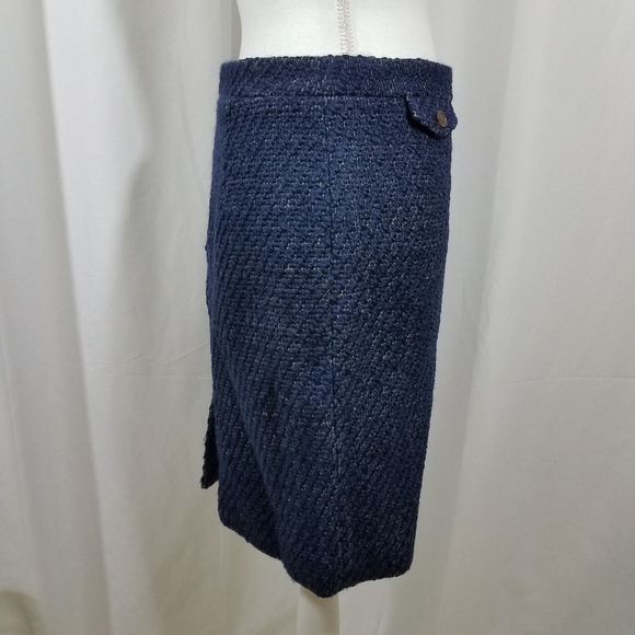 J Crew The Pencil Skirt 4 Wool Navy - Picture 3 of 14